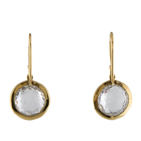 IPPOLITA 18K YELLOW GOLD 750 DIAMOND & QUARTZ SMALL DROP EARRINGS - Picture 3 of 8